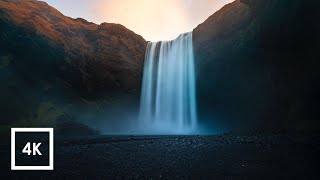 Waterfall Sounds for Sleep at Skógafoss in Iceland | 4k 1 Hour ASMR