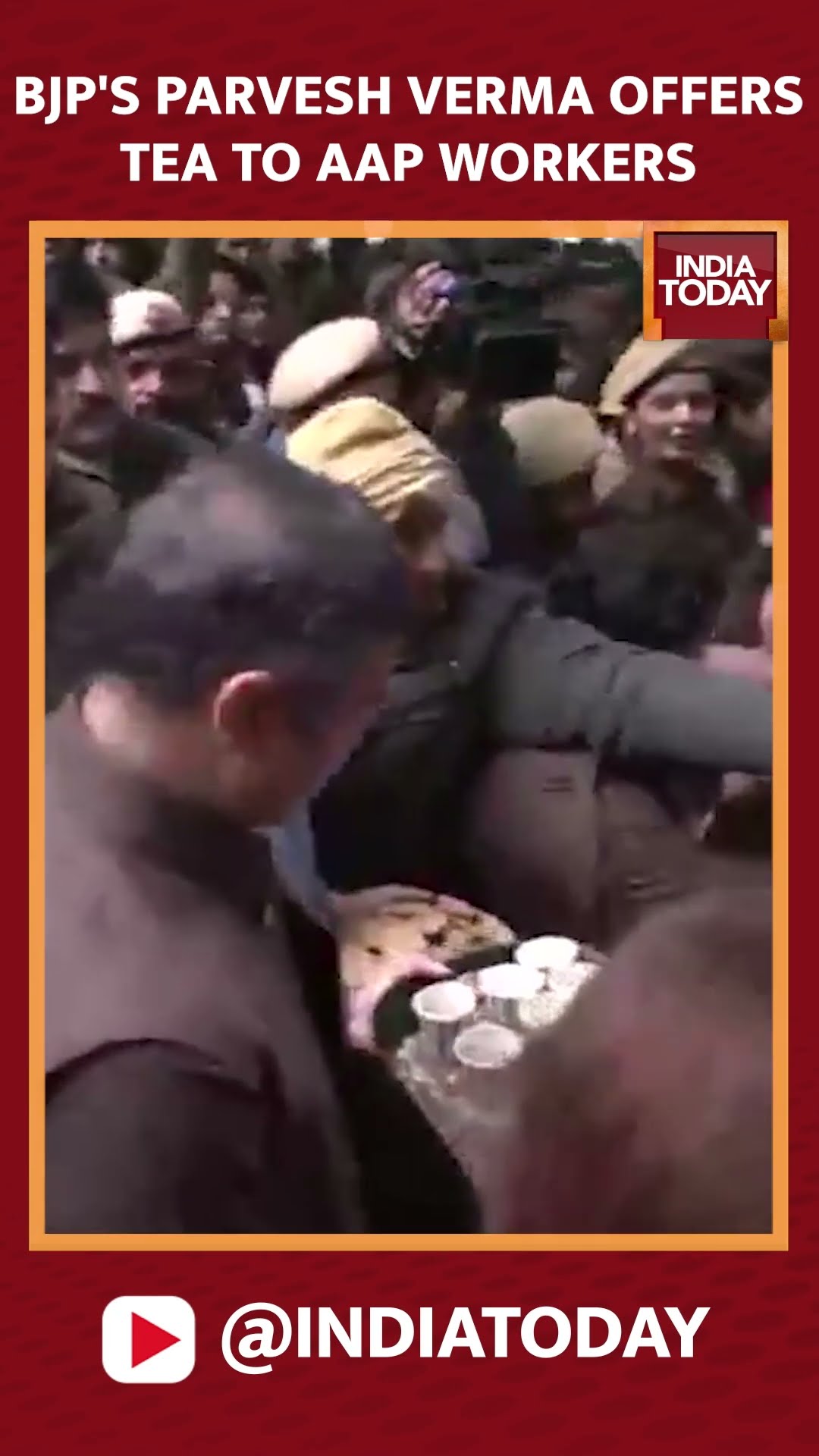 BJP Leader Parvesh Verma Offers Tea And Rusk To The AAP Workers Protesting Outside His Residence