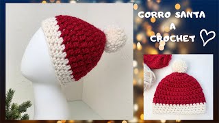 #crochetparaprincipiantes  GORRO A CROCHET SUPER FACIL DE SANTA PARA PRINCIPIANTES.