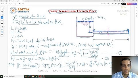 Lecture 134 Power Transmission Through Pipes in #Fluid #Mechanics