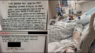 COVID-19 Patient Writes Inspiring Message on Glass to Caregivers