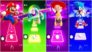 🔥Super Mario vs Buzz Lightyear vs Jessie vs Sonic Prime 🔥 Tiles Hop 🔥