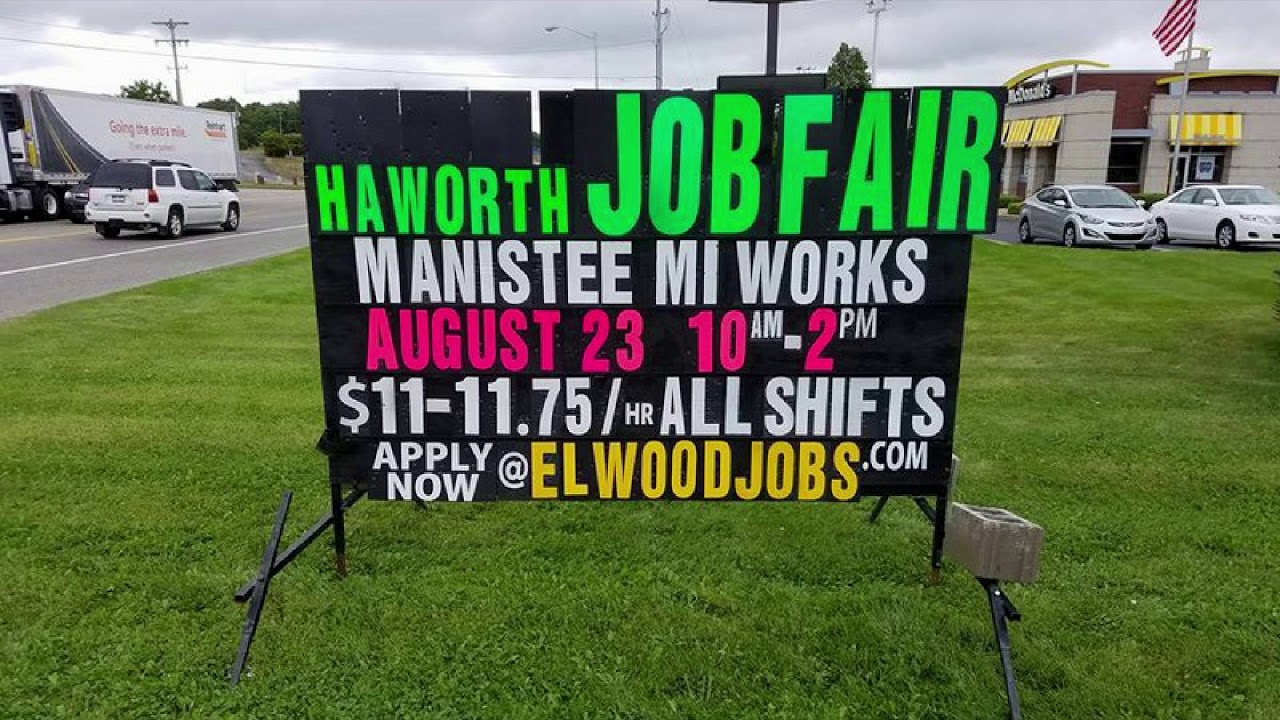 Michigan black signs from Light Bright Sign Shop letting job seekers know your business is hiring.