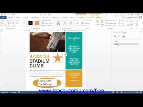 Word 2013 Tutorial The Format Shape Task Pane-2013 Only Microsoft Training Lesson 13.7