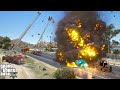 GTA 5 Firefighter Mod Massive Fuel Tanker Fire & Explosion On The Highway