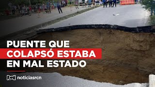 Puente que colapsó en Atlántico estaba muy deteriorado: ya habían pedido su intervención urgente