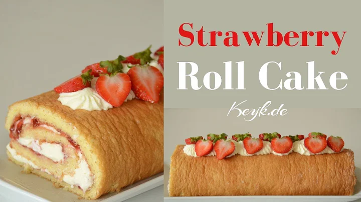 Swiss roll cake recipe with strawberries and whipped cream - super easy and quick