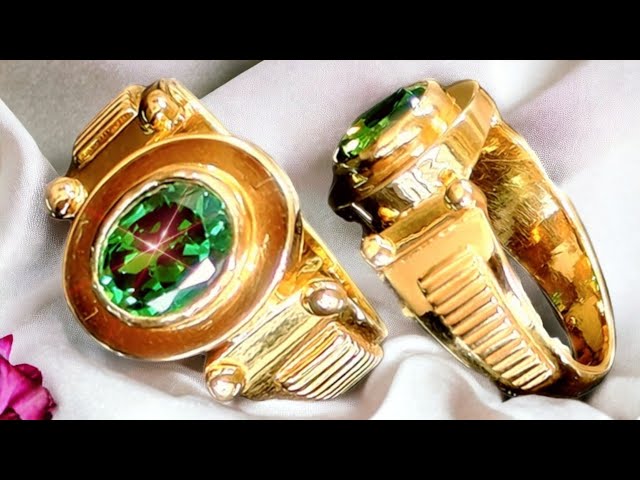 10k Gold Signet Ring w Snake Shoulders + Rose Diamonds *Video* – Sea Green  Mermaid