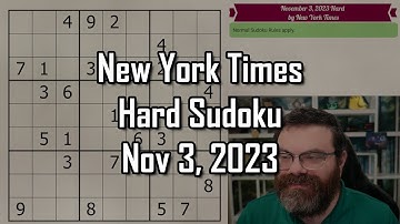 NYT Hard Sudoku Walkthrough | November 3, 2023
