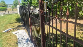 Painting a metal fence with Sherwin Williams DTM ASMR relaxing