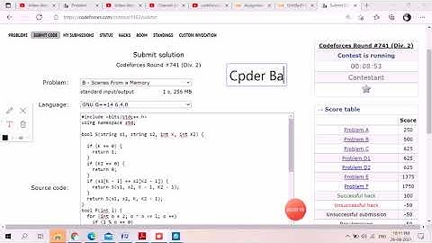Scenes From a Memory CodeForces Round 741 Contest by coder baba
