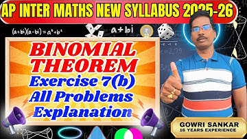 AP Intermediate Maths New Syllabus|| Chapter-7|| Binomial Theorem|| Exercise 7(b) All Problems 
