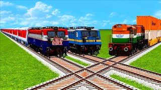 3 Indian Diesel Train Fast Running On Crisscrossed Three Railroad Track🚦trainmods🛑Train Simulator