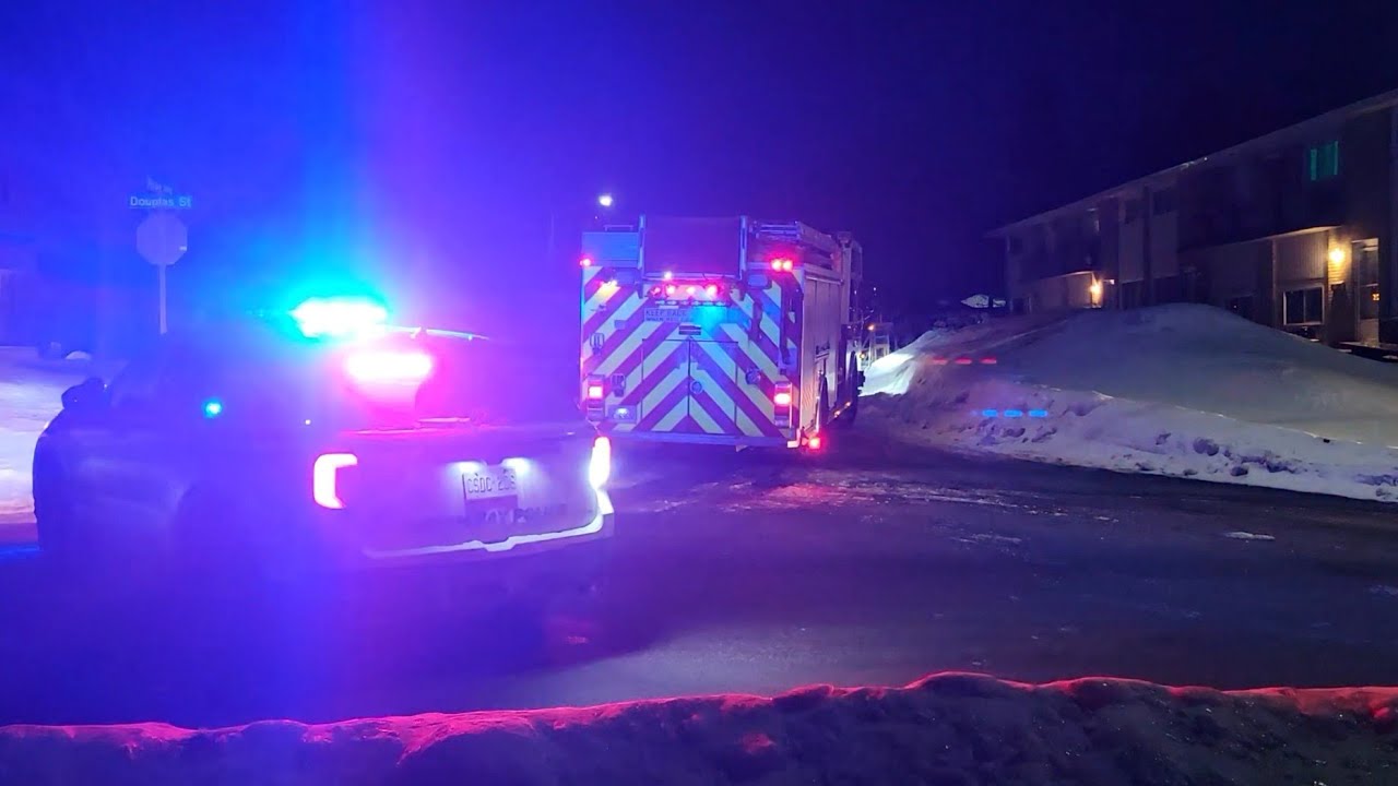 Police raid suspected drug Operation - no drug lab found. 2 arrested (aftermath) North Bay, Ontario.