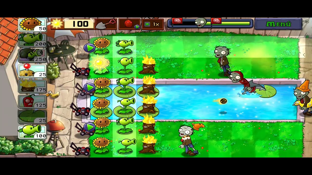 1 parte de PVZ 1 si revientan ese botón les traigo más plantas contra zombies 