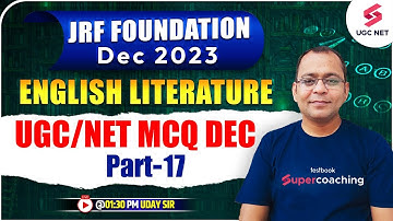 UGC NET Dec 2023 | English Literature | Most Imp MCQs (Part-17) | Uday Sir #testbooknet2023