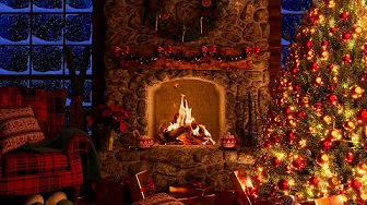 A Cozy Christmas Fireplace Ambience With Piano Christmas Music & Crackling Fire