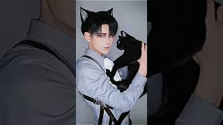 Levi Ackerman with Cat✨🥵 | Jedag Jedug Anime #cosplay#levi#anime #shorts