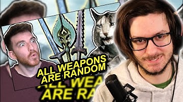 Daxellz Reacts to DougDoug Skyrim Speedrun, but I get a RANDOM WEAPON every hit