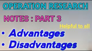 Benefits of Operation Research | Limitations of Operation Research | Operation Research notes part 3