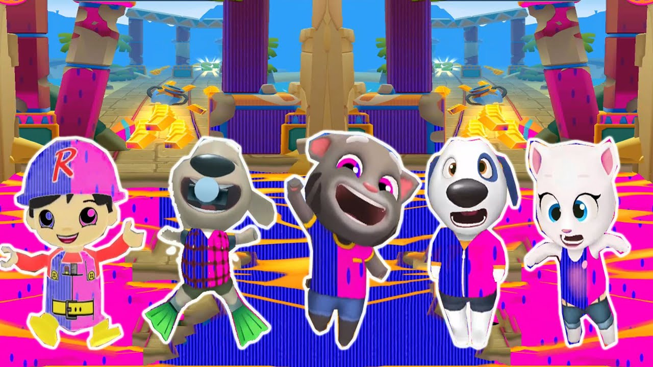 Tag With Ryan vs Gold Run Blue Wood vs Strawberry Sponge Characters Funny Lava Falls Down Superspeed