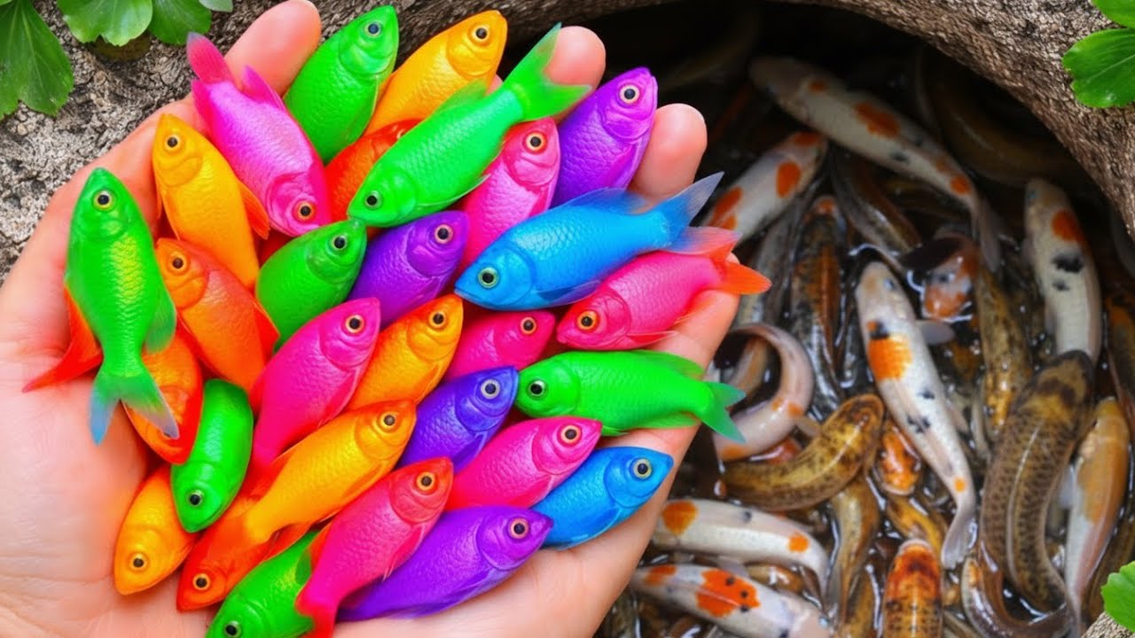Catch Ornamental Fish in Giant Eggs, Baby Goldfish, Tropical Fish Haul
