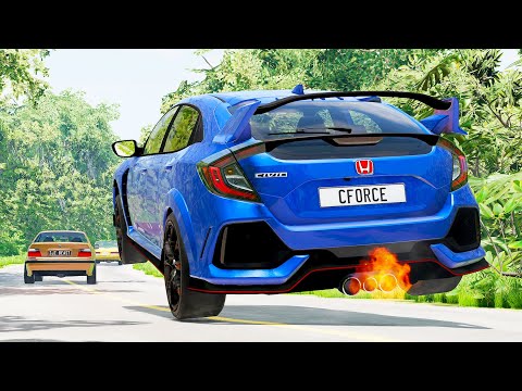 Видео: Realistic Street Racing Crashes #2 - BeamNG drive