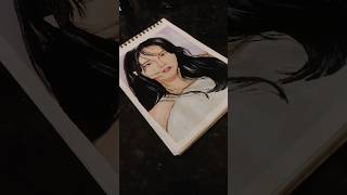 ✨ Beauty captured in every brushstroke.Jisoo Portrait Painting 🎨🖤#Jisoo #PortraitArt #ArtistLife