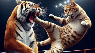 Fight fighter 😱😱 || little cute cat and tiger | cate kitchen