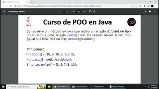 Método que obtiene valores únicos de un arreglo | Curso de POO en Java
