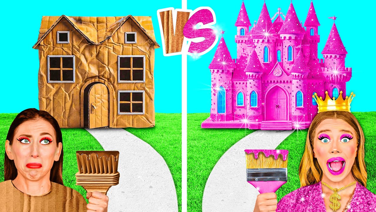 One Colored House Rich vs Broke vs Giga Rich | Funny Challenges