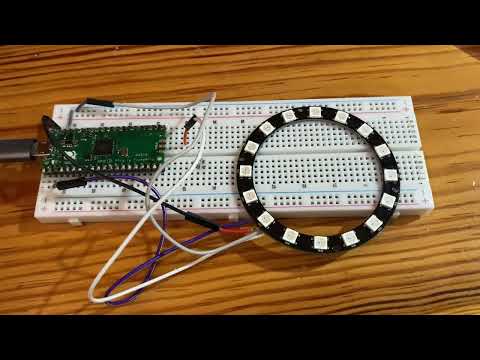 [Lightning Storm Effect] Raspberry Pi Pico + WS2812B Neopixel RGB LED Ring 16 + MicroPython