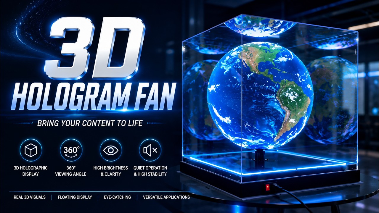 3D Hologram Fan | Stunning Floating Display Inside Transparent Cylinder | LED Hologram Fan Demo