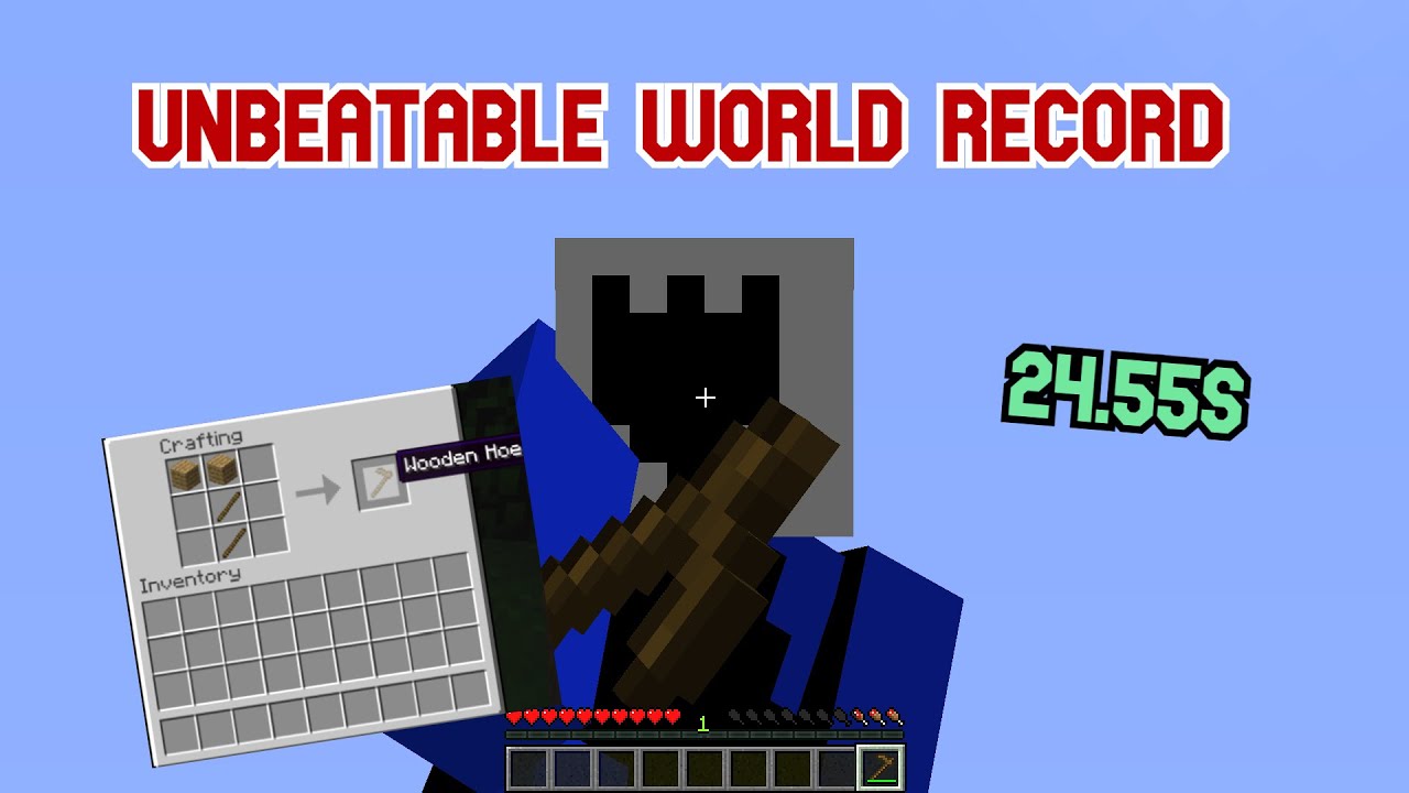 Minecraft Hoe Speedrun World Record | 24.55 seconds (Random Seed ...