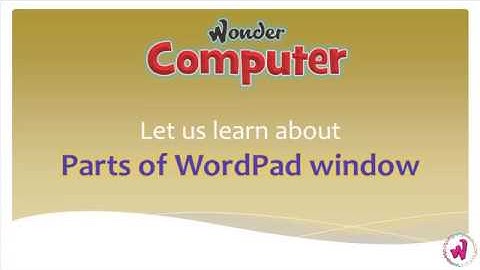 Class 2 | Ch 3 | Parts of WordPad window - Wonder Computer