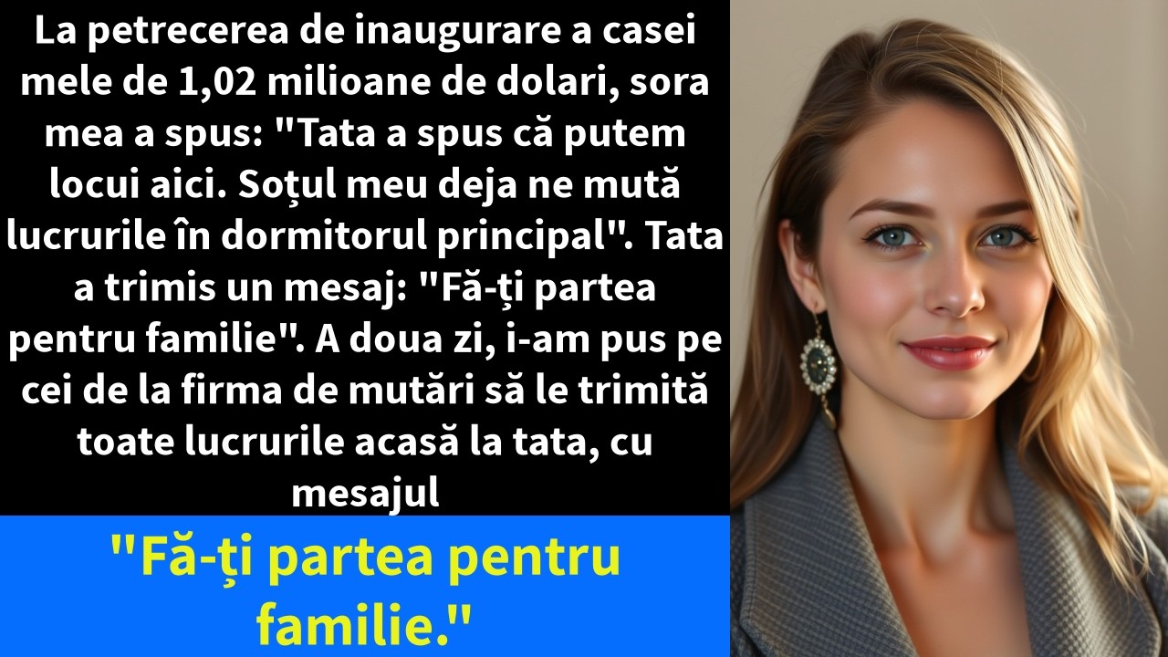 La petrecerea de inaugurare a casei mele de 1,02 milioane de dolari, sora mea a spus: