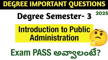 Degree Semester 3 - Public Administration Most Important Questions UNIT-WISE Weightage Degree 2025