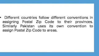 Pakistan Postal Zip Codes Lookup