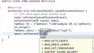 Android Application Development   85   Setting up the TabHost in Java