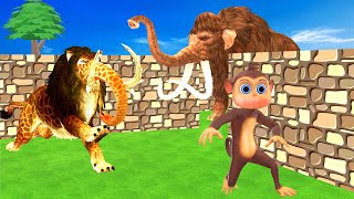 Monster Lion Mammoth Chase Funny Monkey Escape from Maze Game Temple Run Zombie Mammoth Saves Monkey