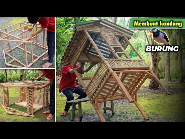 Membuat kandang burung sederhana dari bambu dan kayu | DIY BIRD CAGE class=