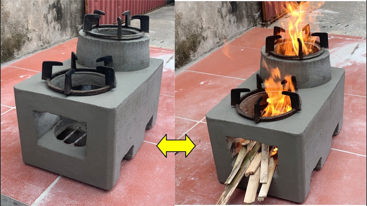 The idea of making a wood stove from cement and styrofoam - Cement