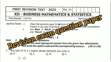 12th business mathematics and statistics revision exam question paper 2023 || first revision exam