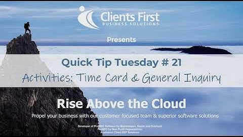 Acumatica Cloud ERP Tip 21: Activities Time Card and General Inquiry
