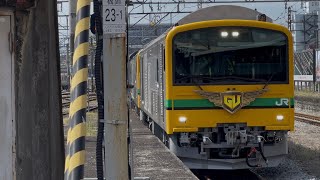 臨時快速GVレトロぐんま水上号水上行きFIRST RUN！GV-E197系200番台TS08編成2両[特製HM掲出]＋旧型客車6両がJR高崎駅2番線に入線するシーン 2026.4.25