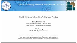 Phase 2: Making Telehealth Work For Your Practice