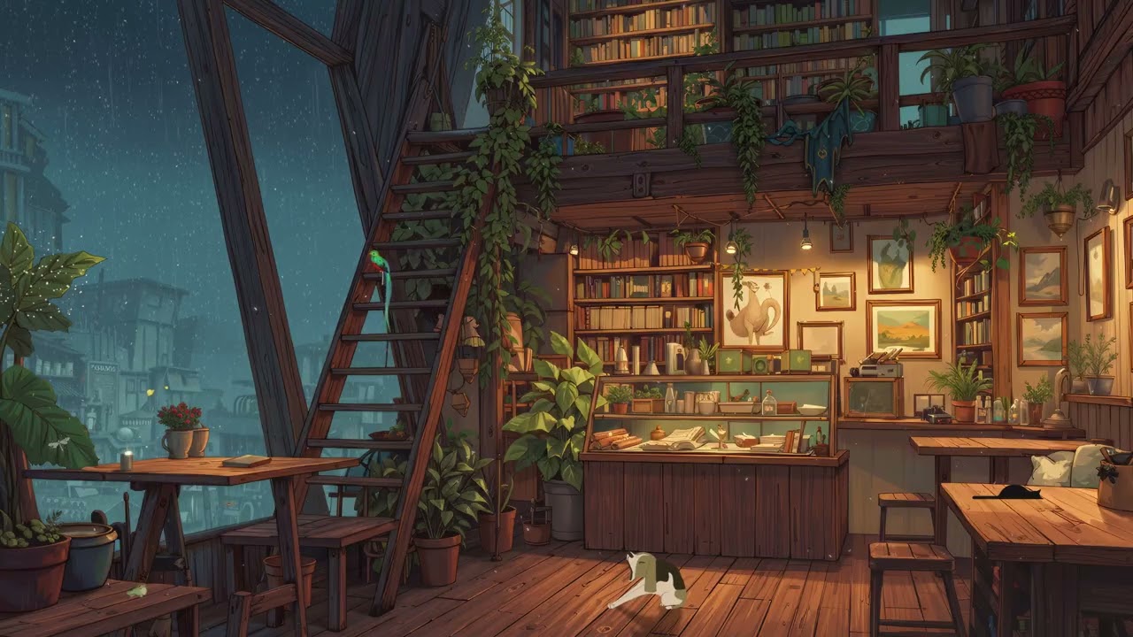 Cozy Lofi city Rain at the Cafe 🌧️ Relaxing vibes for study and sleep | Lofi Hip Hop
