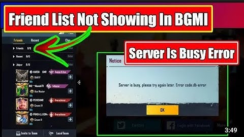 bgmi friend list reset and server is busy