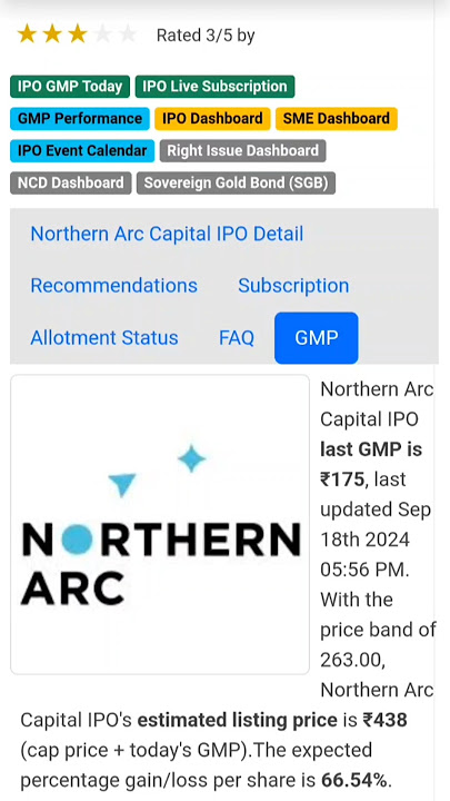 Northern Arc Capital IPO GMP today 18.09.24 #gmp #trading #stockmarket