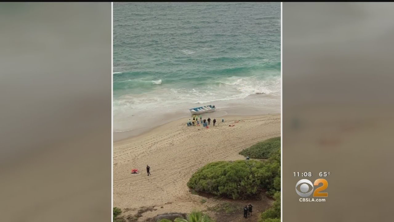 Panga Boat Washes Ashore In Laguna Beach, Several Detained - YouTube